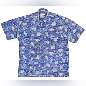 Vintage 1980s Pierre Cardin 100% Cotton Hawaiian Coral Print Shirt Men's Large